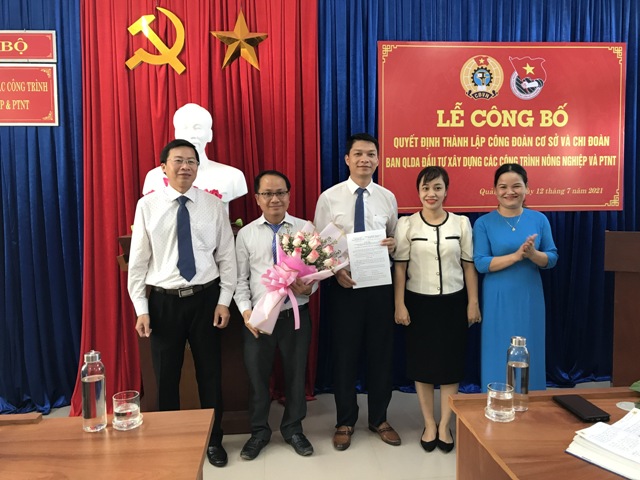 CĐVC tỉnh Quảng Trị: Thành lập CĐCS BQLDA đầu tư xây dựng các công trình NN&PTNT tỉnh